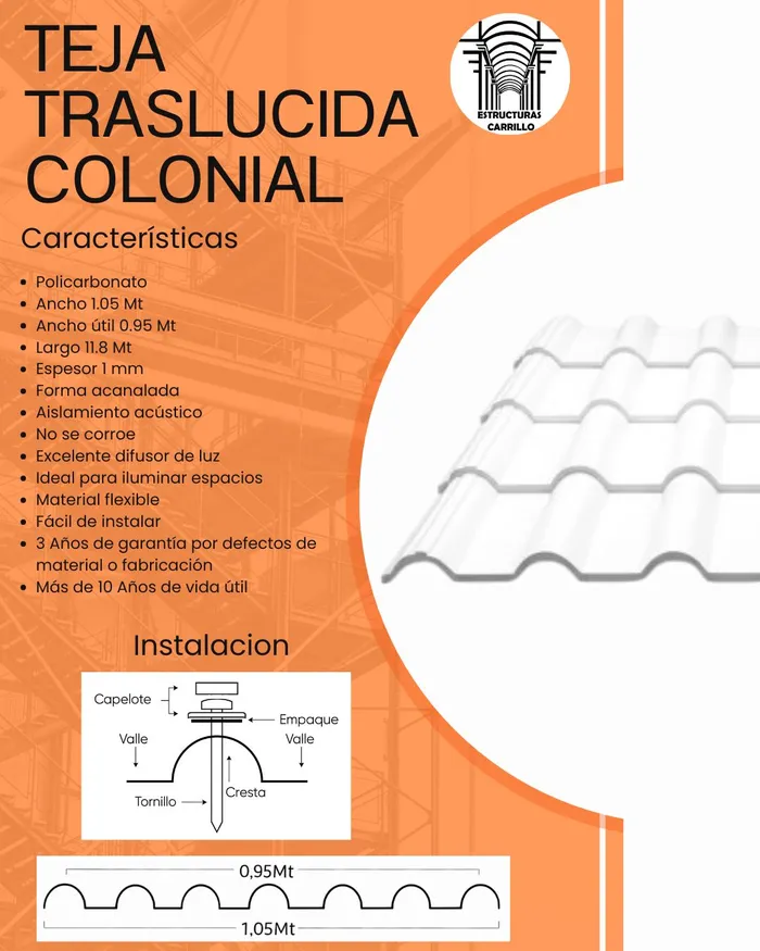 Teja Traslúcida Colonial