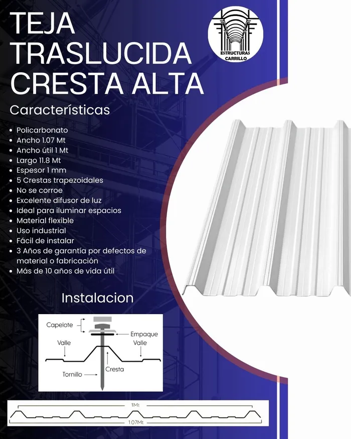 Teja Traslúcida Cresta Alta