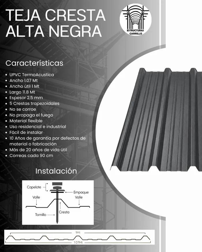 Teja UPVC Negra